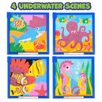 Underwater Sand Art Kit for Kids with 4 Scenes, 10 Sand Colors & 4 Frames