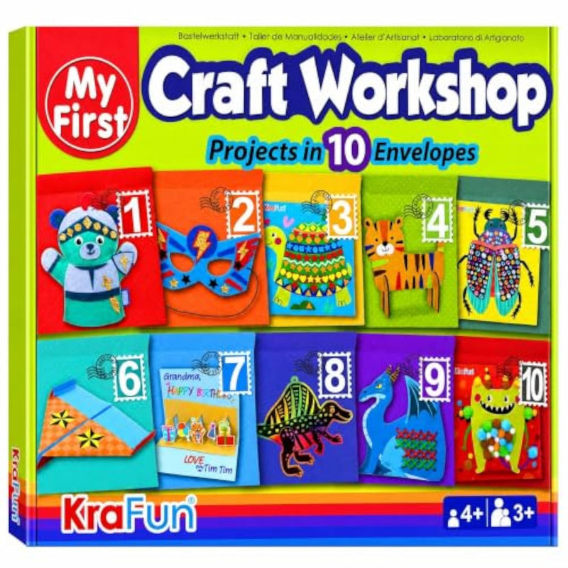 Toddler Beginner Art and Craft Kit Ages 3-5, 10 Envelopes, 19 Projects, Art Supplies Included