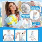 66 Pcs One Silly Goose Party Supplies Including 11.81Inch Silly Goose Stuffed Animal Resin Ornaments Birthday Hats Cards Drawstring Bag Ribbons For Home Sleeping Room Birthday Party Favors
