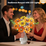 Sunflower Bouquet Building Set with Adjustable Stems and LED Lights for Adults and Women