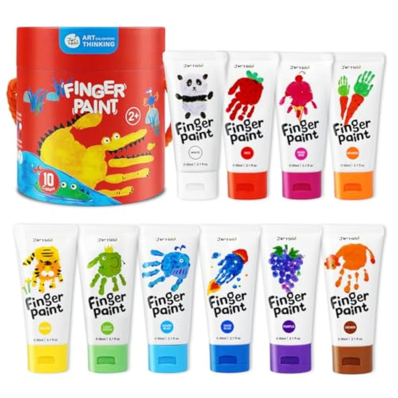 Washable Finger Paints for Toddlers, 10 Vibrant Colors