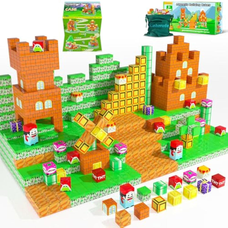 Magnetic Blocks - 120Pcs Magnetic Building Blocks Toys,Toddler Montessori Game Creative Construction Toys For Boys Girls,Magnet Tiles Cubes Stem Sensory Toys Birthday Gift For Kids Ages 4 5 6 7 8 9 10