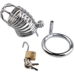 Male Cock Cage Chastity Device With 3 Sizes Of Rings,Key And Lock Included?Locked Cage Sex Toy,?Silver?