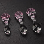 Rose Glass Anal Plug, Crystal Glass Anal Plug, Anal Trainer, Crystal Butt Plug, Fetish Anus Stimulation Sex Toys Masturbation for Men Women Gay and Couples