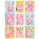 32 Sheets Axolotl Make-A-Face Stickers Mix 'N Match Crafts For Kids Axolotl Party Favors & Activities