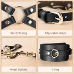 Bdsm Sex Bondage Breast Restraints Thigh Harness Kit Sex Toys For Women, 8Pcs Sets With Adjustable Handcuffs Ankle Cuff Blindfold Cross Strap Paddle Feather Traction Chain For Sm Adult Couples Play