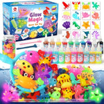Water Elf Toy Kit for Kids, Glow in the Dark Aqua Gel Squishy Maker with 20 Gels & 16 Molds