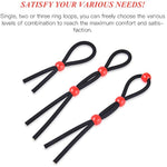 Adjustable Cock Ring Set Love Rings Basic Penis Ring Sex Toys, Silicone Male Cock Ties Black String With Red Beads, Designed For Harder Erection, 3 Pcs