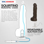 Doc Johnson Bust It - Squirting Realistic FIRMSKYN Dildo with Removable Vac-U-Lock Suction Cup - F-Machine and Harness Compatible - for Adults Only, Chocolate