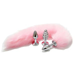 Removable Fox Tail Butt Plug With 3 Interchangeable Bases, Premium Metal Anal Plug For Roleplay, Cosplay And Intimacy For The Pleasure Of Men And Women Couples (Pink)
