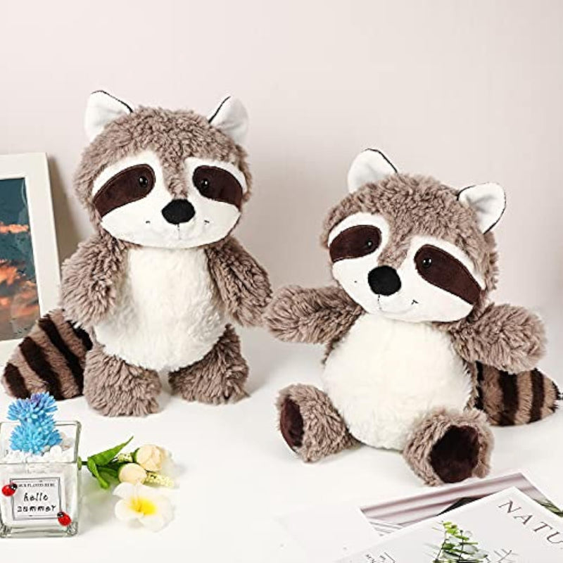 2 Pieces Raccoon Stuffed Animal Small Cute Plush Raccoon Brown Plushie Woodland Toy Soft Animal Doll For Babies Children Kids Girls Boys