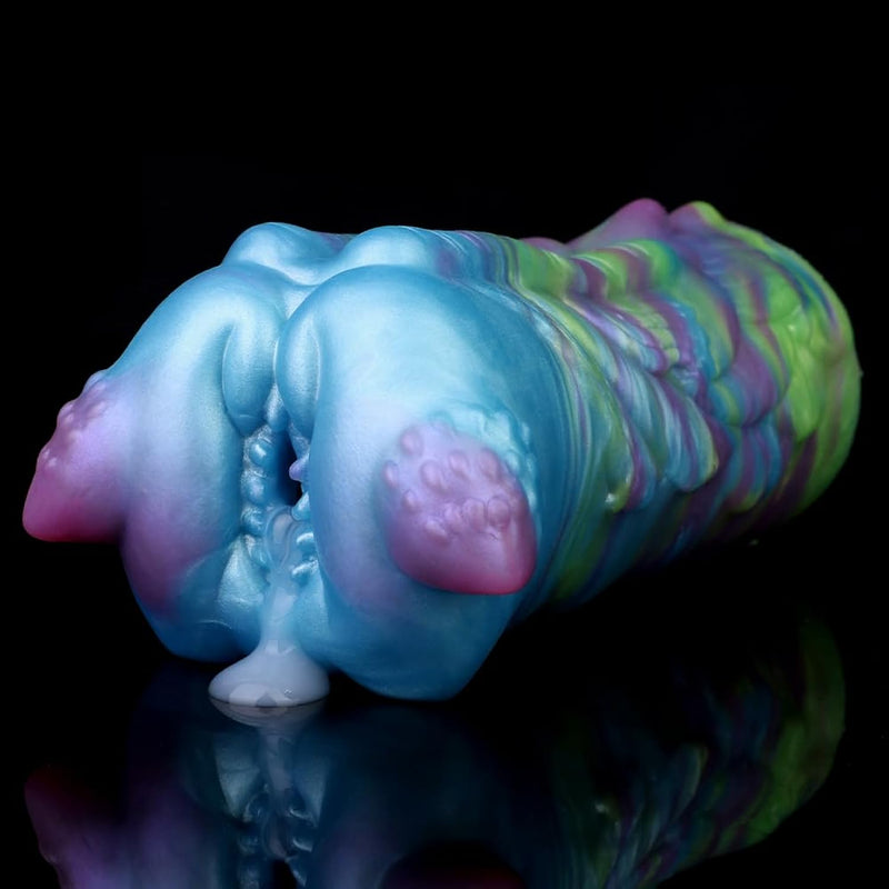 Monster Shaped Male Masturbator Cup With Depth Lifelike Vaginal Texture Channel, Manual Male Stroker Reusable Handheld Pocket Pussies Masturbation Sleeve Blowjob Adult Sex Toys (97Blue)