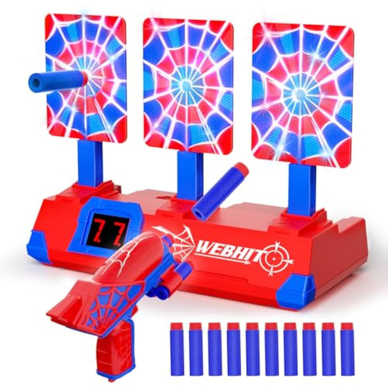 Shooting Toys For 3-12 Year Old Boys, Hero Styles With Glowing Web&Sounds,Lcd Scoring And Auto Reset 3 Shooting Targets,Indoor Outdoor Kids Family Games Christmas Birthday Gifts For Boys Toys Age 3-12