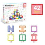 PicassoTiles 42pcs Magnetic Tiles Magnet Blocks See-Through Shape STEM Toys Building Block Educational Playset Compatible with Major Brand Tile -Starter Set for Boys and Girls Toddlers Ages 3+ PT42