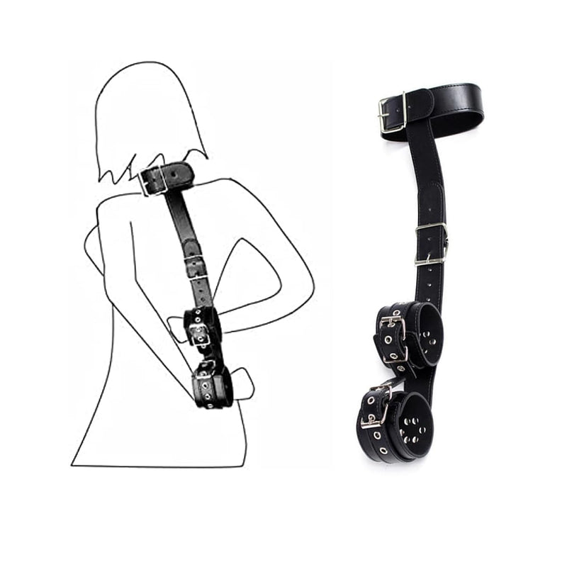 Neck To Back Wrist Cuffs Restraints Collar Handcuffs Bondage Leather Harness Bondage Set Bdsm Sex Games Play Restraint Kit Fetish Erotic Sex Toy For Couples