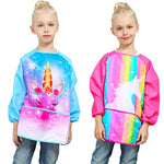 Kids Art Smock Waterproof Artist Painting Aprons Long Sleeve with 3 Pockets for 2-7 Years