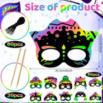 60 Pcs Purim Scratch Art Masks, DIY Rainbow Craft Kit for Jewish Holiday Activities