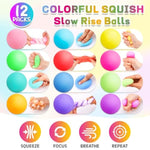 12 Pack Slow Rising Stress Ball,Stress Balls For Kids Adults,Stretchy Fidget Toys For Stress Relief,Hand Therapy Sensory Squishy Ball, Squishy Toys For Kids, Classroom Prize Box Party Favors