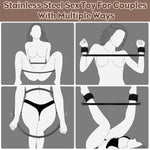 Bdsm Hip Restraints Stainless Ring Sex Toys For Couples, Handcuffs Sex Bondage Rings Set Adults Toy With Whips For Mens Womens, Slave Spanking Toys Games For Sm Beginners (Plus Size)