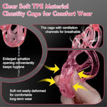 Male Chastity Cage Devices - Soft Silicone Cock Cage Lightweight For Man Penis Bondage, Pink Sissy Chasity Lock Cage Invisible Use With 6 Penis Rings, Bdsm Sex Toys For Men