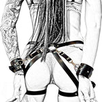 Sm Cortex Set Handcuffs, Sex Bondage Fetish Leather Handcuffs Harness Gay, Leather Tights Bondage Bdsm Kit Sex Toy Toys (Adjustable)