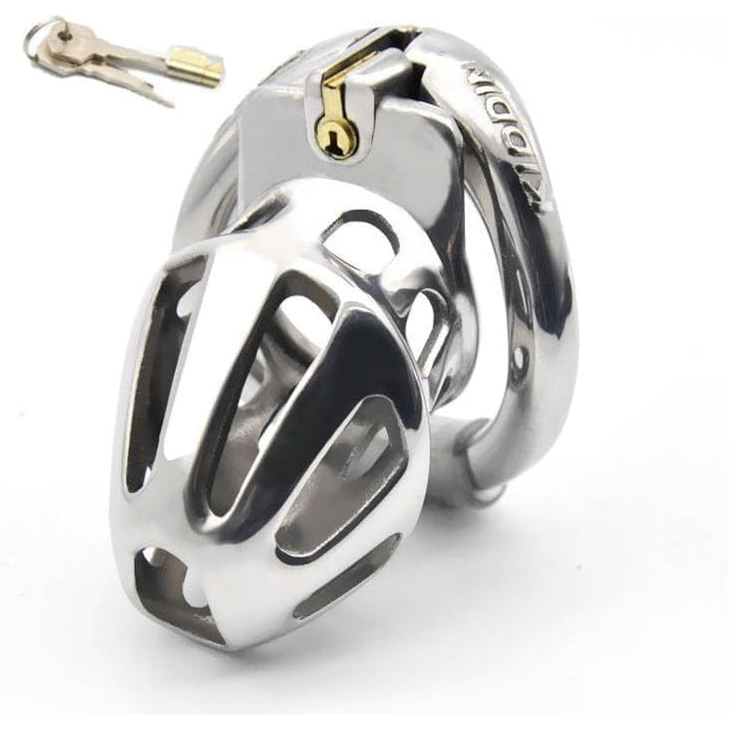 Male Chastity Device Hypoallergenic Stainless Steel Cock Cage Penis Ring Virginity Lock Chastity Belt Adult Game Sex Toys For Men (48Mm)