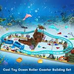 Ocean Roller Coaster Building Toy Set Explorer Ship, Deep Sea Boat Creatures, Sea Animal Toys Gifts For 6 7 8 9 10 11 12+ Year Old Girls Boys With Transformations From Shark, Dolphin, Turtle, Fish