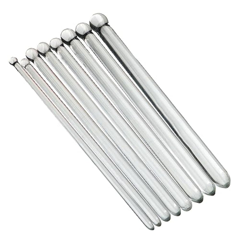 7.87 Inches Ultra-Long Transparent Glass Urethral Sounds Penis Plug Set Male Slender Urethral Plug