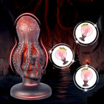 Dark Octopus Silicone Butt Plug with Suction Cup and Knot for Anal Training