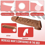 Penis Sleeve Extender Cock Sleeve Extension Sheath Silicone Penis Ring Enlarge Thicken Reusable Realistic Condom Enlarger Male Sex Toy for Men Couples (6")