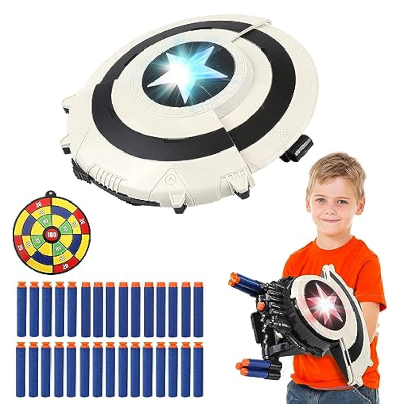 Shield Dart-Blasting Toys For Guns-Toys For Superhero 6 7 8 9+ Year Old Boys,Kids Roleplay Toy With Lights, With 30 Darts