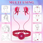 Nipple Toys Vibrator With Bdsm Rose Necklace Sex Toys, Nipple Clamps Sex Pleasure Tools For Women Couples, Adjustable Nipple Clips Vibrators With Bdsm Choker Breast Flirting Stimulate