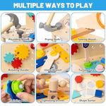 Kids Tool Set For Toddlers, 69 Pcs Stem Montessori Educational Toys For 3 Year Old, Pretend Play Tool Bench For Kids Ages 3-5, Wooden Toddler Learning Construction Toys, Gifts For 4 Year Old Boys