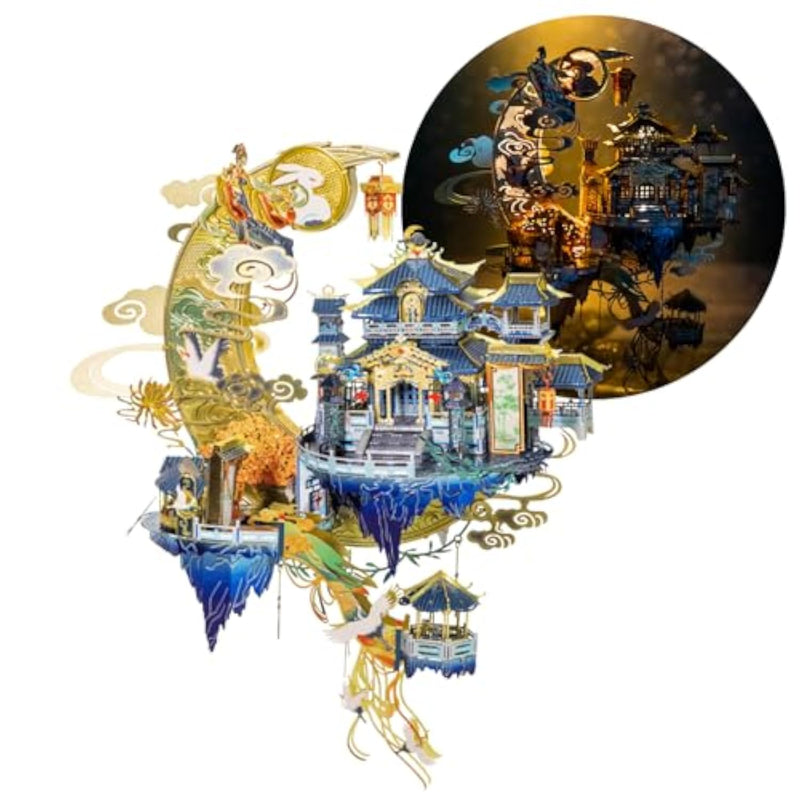Moon Palace 3D Metal Puzzles for Adults to Build and Assemble with Lighting Holder