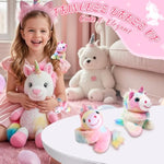 Unicorn Plush Shoulder Magnet & Slap Bracelets Stuffed Toys Set, Unicorn Dress For Girls Costume Pageant, Cute Plushies Gift Present For 3-8 Years Old Girls
