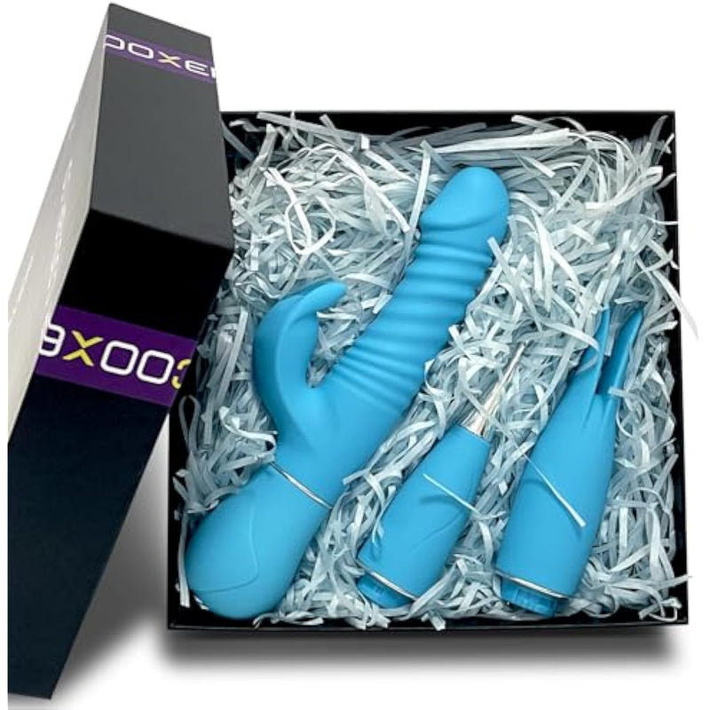 Rabbit Dual Vibrator Adult Sex Toys For Women, Detachable 3-In-1 Powerful Silicone Massager Kit For G-Spot Clit Anal High-Frequency Orgasm, Rechargeable Waterproof Vibrators With 10 Vibrations (Blue)