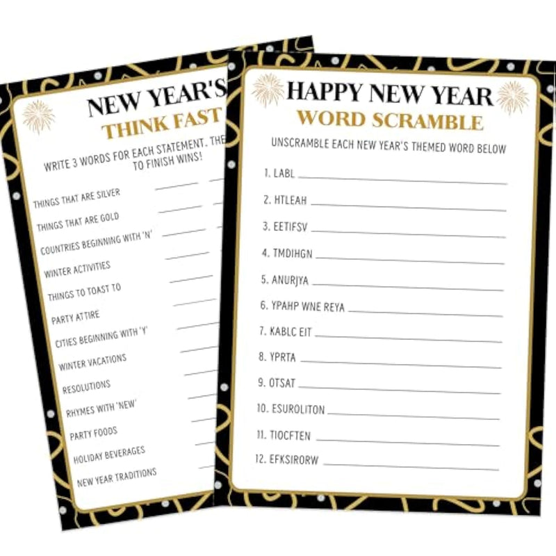New Years Eve Party Games Pack Of 30, Think Fast, Word Scramble New Year'S Eve Activity Games For Adults, 2026 New Year Game -Nyg02