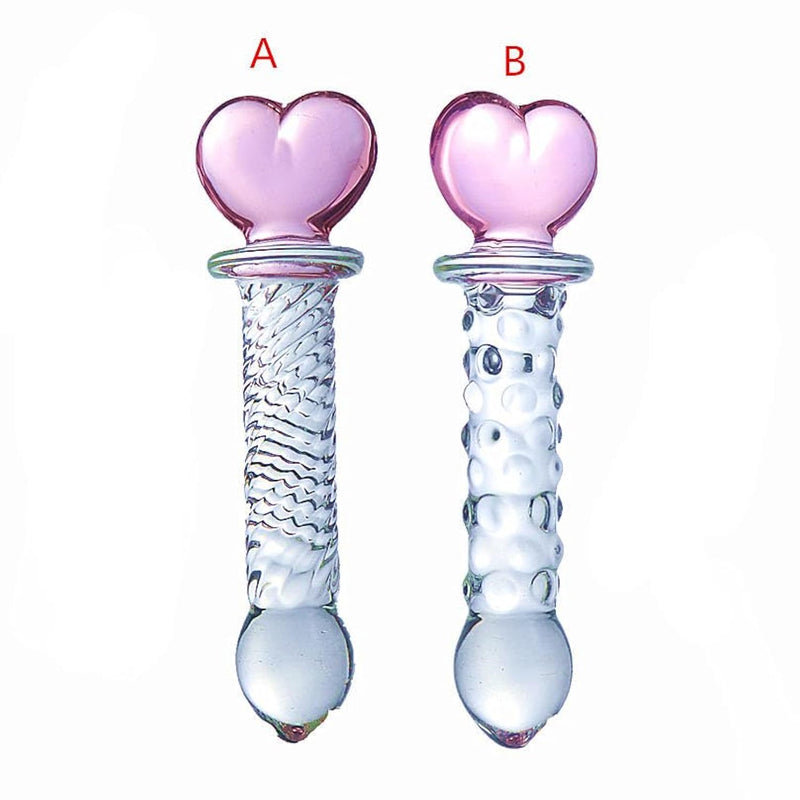 Crystal Glass Wand Dildo, Glass Wand, Heart Of Glass Pink Glass Dildo Wand, Luxury Adult Toy For Women And Couples (Style A)