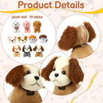 36Pcs Adopt A Puppy Party Favors Mini Stuffed Animals Plush Toy Set Includes 10Pcs Mini Plush Dogs, Birthday Hats, Kraft Paper Boxes, White Plastic Fence For Adopt A Dog Party