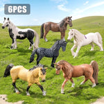 6Pcs 6" Large Horse Figurines Animal Toys For Kids, Realistic Plastic Farm Animal Figurines Toys For Toddlers, Horse Party Favors Birthday Gift Cake Toppers For Boys Girls