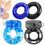 Vibrating Cock Ring Penis Ring Vibrator Clitoral Stimulator Penis Erection Enhance Soft Silicone Adult Male Sex Toy& Games For Male Training Longer Harder Stronger (Blue&Black)