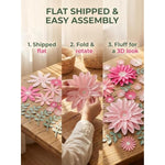 34 Pcs Neutral 3D Paper Flower Wall Decor Set for Nursery, Parties & Classrooms
