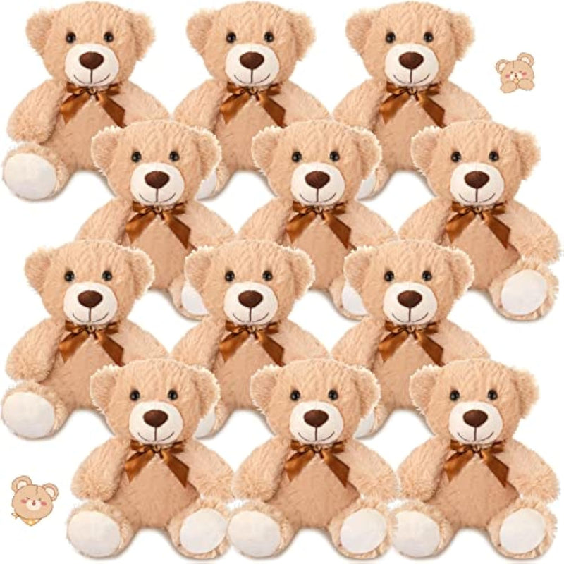 12 Pcs 14 Inch Bear Stuffed Animal Bulk Operation 2025 Graduation Gifts Bulk Plush Stuffed Bear For Bridal Anniversary Shower Gifts(Light Brown)