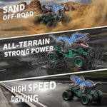 2.4Ghz Dinosaur Remote Control Cars Toys For Kids Boys 4-7 5-7 8-12, Rc Dinosaur Car Toys With Light, Sound, Spray, Indoor Outdoor Toys Gifts For 3 4 5 6 Year Old Boys, Rc Car Toys For Boy