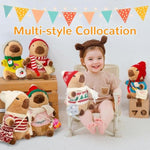 Capybara Plush With 10 Pcs Capybara Costume Christmas Style Dress Up, Christmas Set Capybara Backpack Decoratio, Capybara Stuffed Animal Birthday Gifts For Boys And Girls