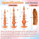Anal Beads Anal Butt Plug With Removable Artificial Fur Fox Tail Silicone Adult Sex Toy For Prostate G-Spot Stimulation Anus Training Role Play Erotic Sex Game For Men Women Couple Black S