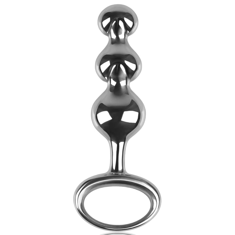 Stainless Steel Anal Beads Butt Plug Anus Stretcher With Ring Handle Prostate Massager G-Spot Stimulation Anal Sex Toy For Men Women Couple