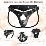 8.3Inch Purple Strap On Dildo - Stylish Perforated Leather Strap-On Harness With Comfortable Plush Lining - Set Of 2