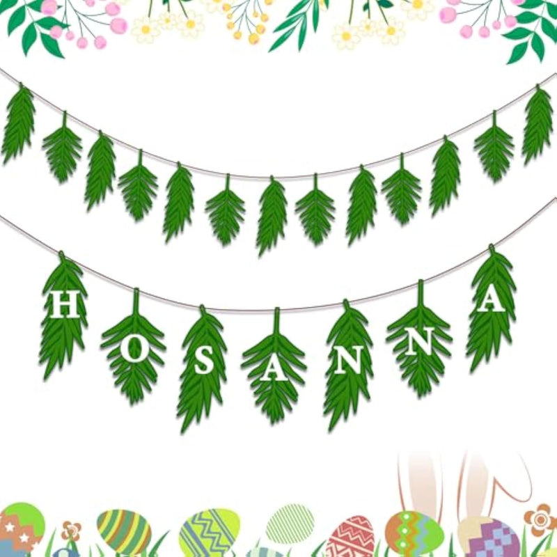 40 Pcs Palm Sunday Craft Kit, Hosanna Leaf Cards & Christian Hanging Ornaments