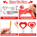 16 Pack Valentine’s Day Heart Wind Chime Craft Kit, DIY Wooden Coloring Activity